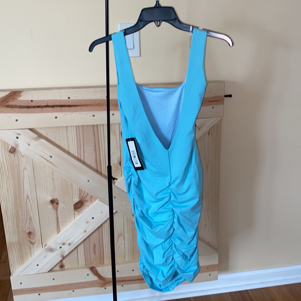 LOW BACK RUCHED MINI DRESS - Picture 6 of 8